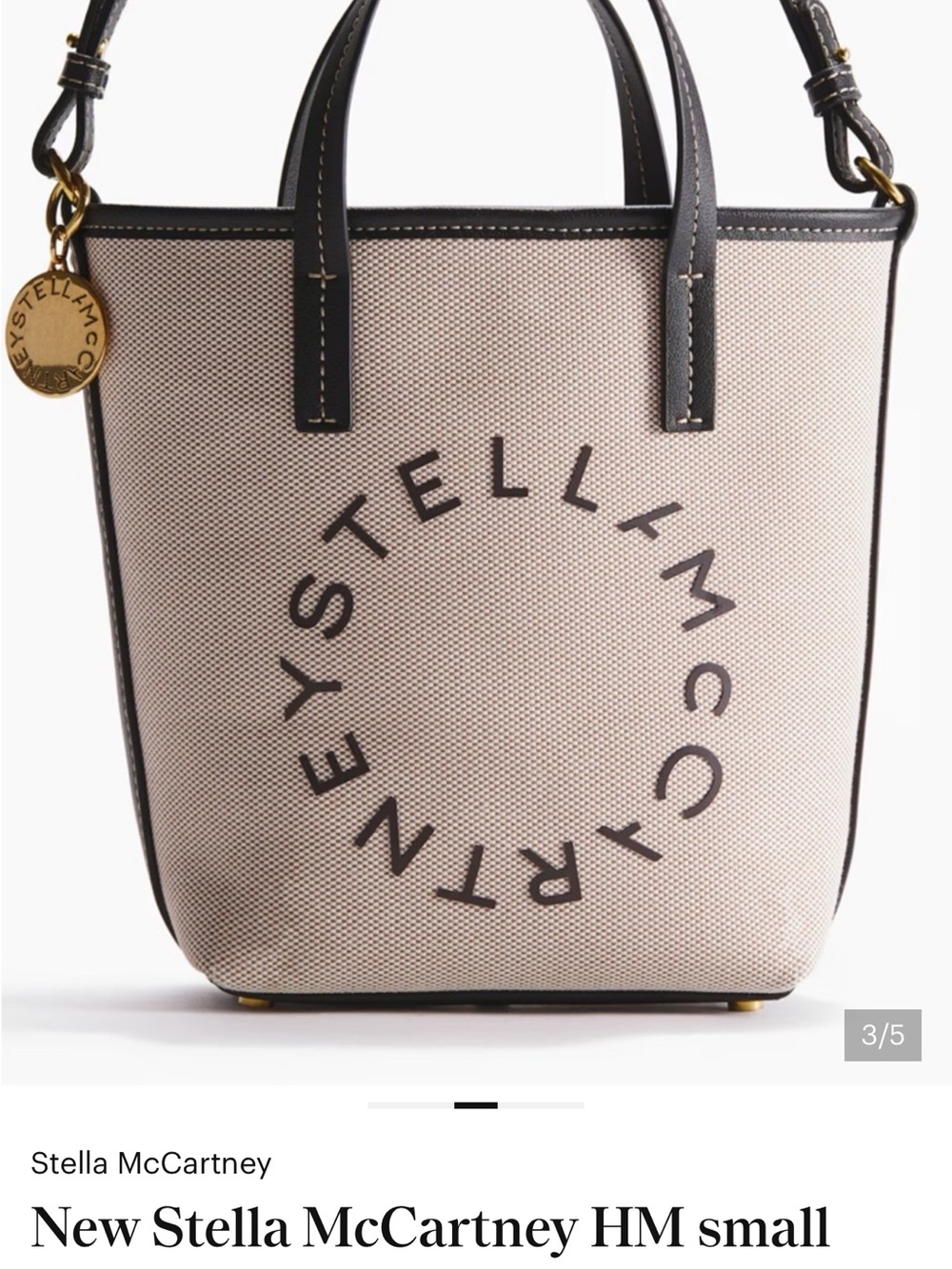 Stella McCartney Beige Canvas Tote with Black Trim